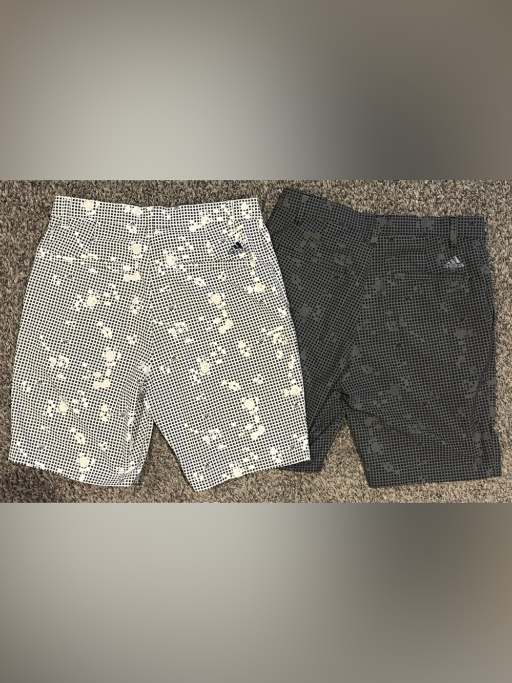 2 Adidas Men’s Golf Shorts — Black and Grey, Navy and White Grid Print size 30 - Picture 6 of 9